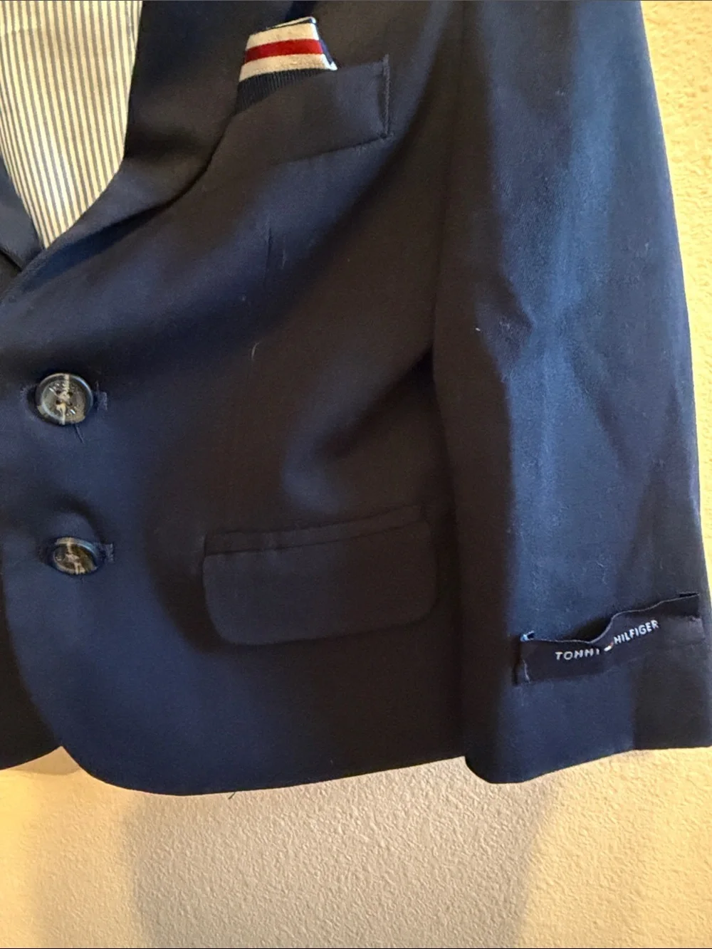 Tommy Hilfiger Navy Kids' Tailored Blazer with Pocket Square